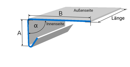 L-Profil mit Abtropfkante nach Maß bis 2500 mm Länge bis 2mm Stärke