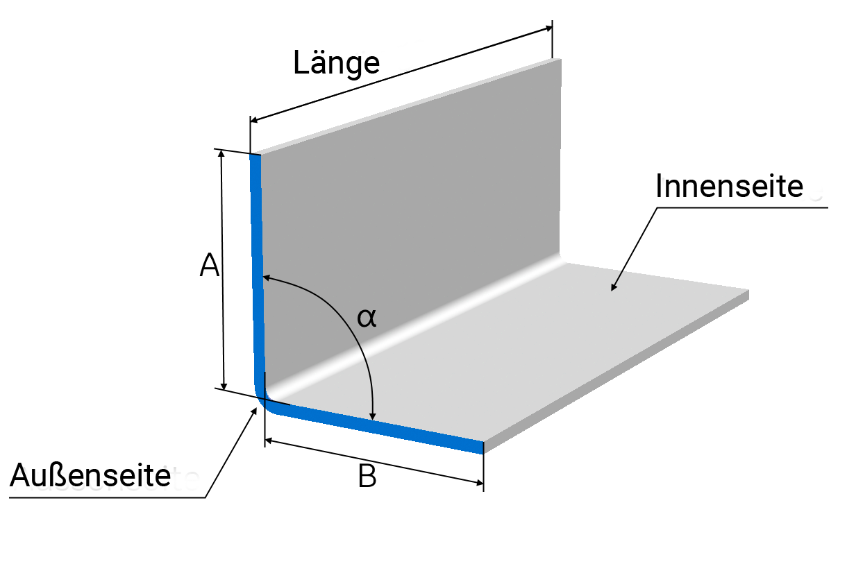 Winkelprofil nach Maß bis 2500 mm Länge bis 2mm Stärke